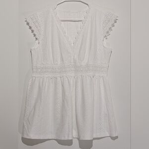 White Eyelet Lace Women's Top